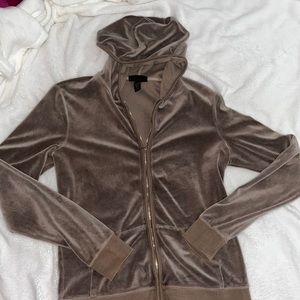 Velvet brown zip up